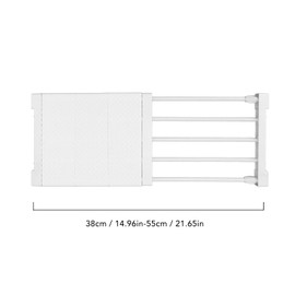 Erweiterbares Kleiderschrank-Organizer-Rack, Verstellbare DIY-Garderobenteiler, Trennwand, Spannregal für Kleiderschrank, Schrank, Badezimmer, Küche, Bücherregal, 24 Cm Breite (38-55 cm / 15-21,7