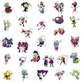 110pcs Invader Sticker for Adult, ZIM Stickers for Teen Girl, Waterproof Vinyl Sticker for Water Bottle Laptop Phone Party Favors (red)