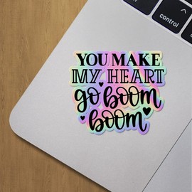Holographic Decal Stickers of You Make My Heart Go Boom Boom Premium Waterproof Vinyl Decal Stickers for Laptop Phone Accessory Helmet Car Window Mug Tuber Cup Door Wall Decoration ANDVER3c6603aHO