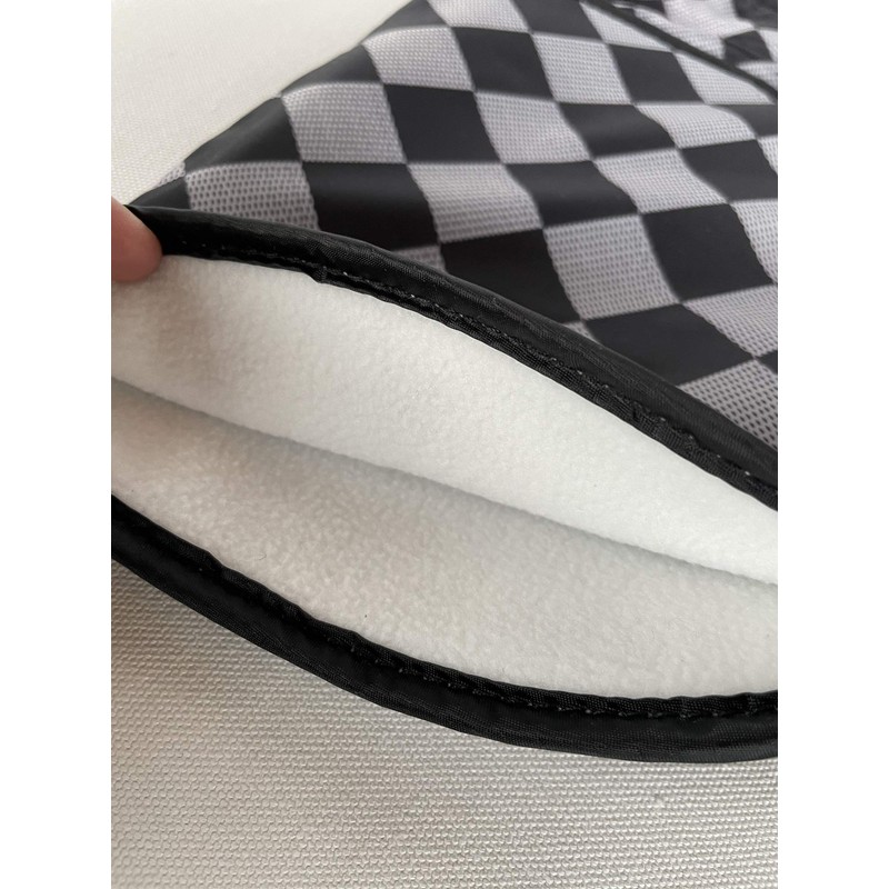 Cold Weather Bicycle Steering Wheel Cover, Black, Gray Plaid