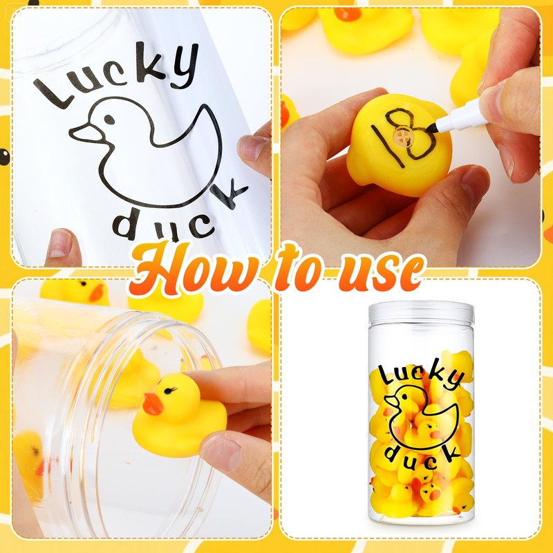 Realspring Classroom Management Lucky Ducks,36 Pcs Teacher Graduation Rubber Ducks