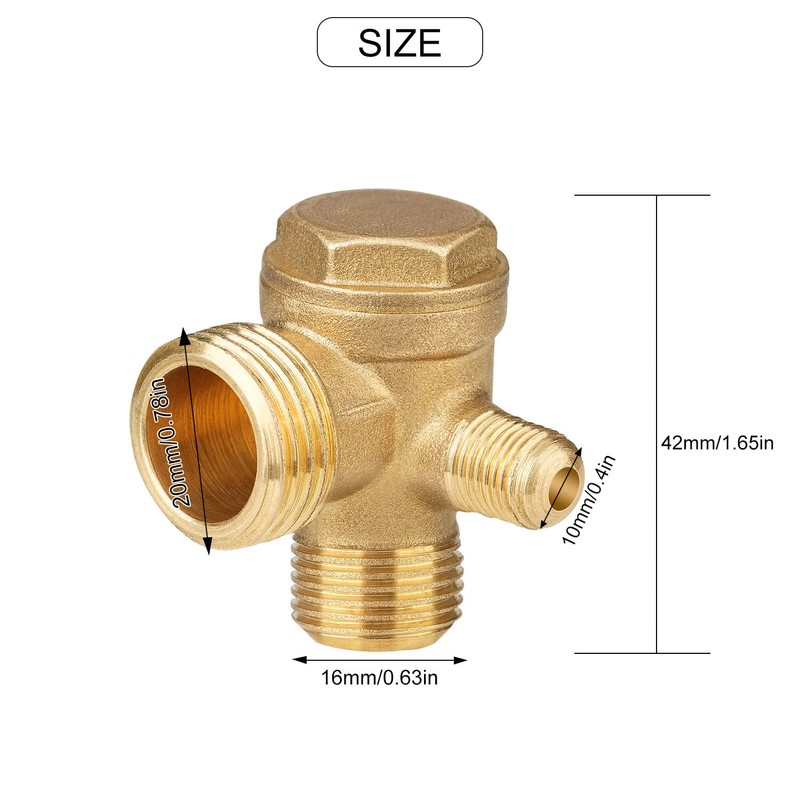 3 Way Check Valve Male Thread 3-Way Brass Air Compressor
