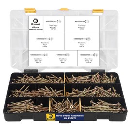 Bonost 450 piezas Juego de surtido de tornillos para madera - Tornillos de madera surtidos con puntas a juego - Juego de tornillos para m...