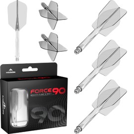 Mission Darts Force 90 | Integrated Precision Moulded Dart Flight And Shaft System, Pack of 3 Professional Highly Durable 2-In-1 Combined Dart Flights And Stems | Slim (Clear, Medium)