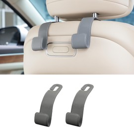 IRROMI Purse Holder for Car, 2 Pack Upgraded Car Seat Hooks for Hanging Purse and Bag, Leather Headrest Hooks for Car Back Seat, Car Organization Accessories (Gray)
