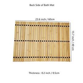 HJJKKH Bamboo Mat with 15.7X 23.6 inch,Nature Non Slip and Foldable Floor Shower Bath Mat for Bathroom,Bathtub,Shower,Sauna,Hot Tub