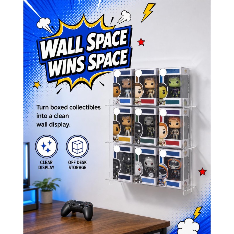 Baemin 2 Pack Wall Shelves Compatible with 21 Funko Pop