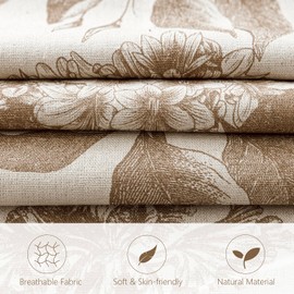 Foindtower Set of 2 Linen Floral Vintage Throw Pillow Covers Neutral Accent Decorative Cushion Covers Farmhouse Boho Home Decor for Sofa Chair Couch Bedroom Living Room Outdoor,18×18 Inch,Light Brown