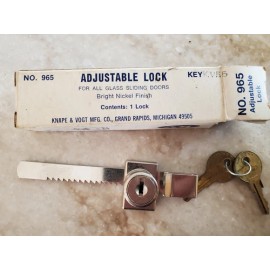 Knape & Vogt Adjustable Sliding Door Lock Zinc 3-3/8" 965 Bright Nickel Finish