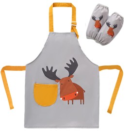SUNNEKO Children's Cooking Apron with Pocket Waterproof Boys Girls Adjustable Kitchen Apron Craft Painting Baking Cooking Painting Apron Art Coat Work Apron Painting Craft Apron