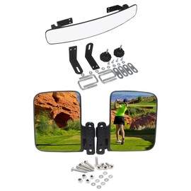 WLOOD Golf Cart Mirrors,16.5" Non-destructive installation Panoramic Golf Cart Rear View and Folding Golf Cart Side Mirrors for Club Car EZGO Yamaha