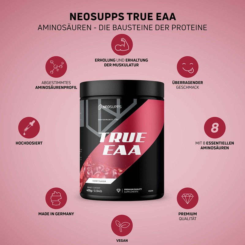 NEOSUPPS EAA Powder - Cherry, 430 g, High-Quality Essential Amino