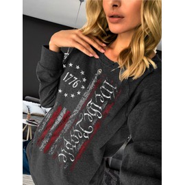 NOVEPT Womens American Flag Shirts, Loose Casual Distressed 1776 We The People Patriotic Lightweight Sweatshirt for Women (1776, M)