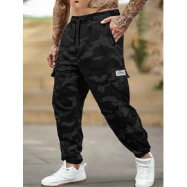 Hidkat Men's Camo Jogger Pants Military Army Combat Cargo Pants Leg-Bound Tapered Casual Camouflage Tactical Pants