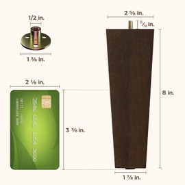 Yes4All 8-Inch Square Black Solid Wood Furniture Legs Set of 4, Heavy Duty 800 lbs Capacity, Adjustable Levelers, Replacement Furniture Legs for Couch, Sofa, Dresser, Ottoman, Chair, and Bed