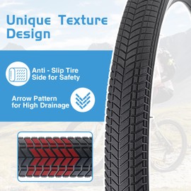 24X2.125 Bicycle Tire Replacement Kits 2 Pack, 24 Inch Bike Tires Folding Bike Tires Replacement with 2 Tubes and 2 Levers Suitable for Bicycle Tires 24x2.125 24x1.95 24x2.0,Black