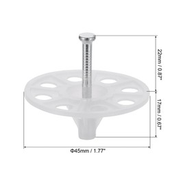 PATIKIL 40mm Perforated Insulation Pins, 50 Set Insulating Nails Shooting Nail Wall Plug Plastic Washers Steel Nails Bolts for Fixing Foam Board to Masonry Wall or Ceiling