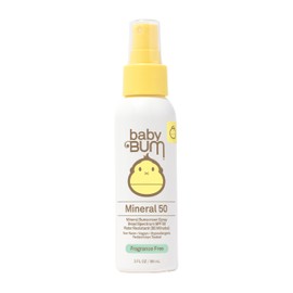 Sun Bum Sun Bum Baby Bum SPF 50 Sunscreen Spray | Mineral UVA/UVB Face and Body Protection for Sensitive Skin | Fragrance Free | Travel Size | 3 FL OZ