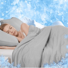 Syalife Cooling Comforter Queen Size, Cooling and Warm Summer Comforter with Japanese Q-Max 0.45 Cooling Fiber, All Season Cotton Blanket Lightweight Comforter (Grey, 90"x90")