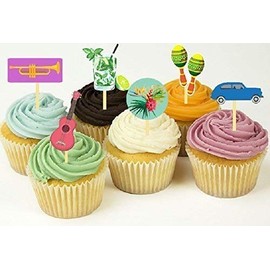 12 Cuba Havana Nights Party Cupcake Toppers Picks