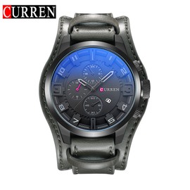 CURREN Karien 8225 men's large belt sports watch Europe and the United States watch large dial BlackShellBlackFaceBlackLetterBlackBelt