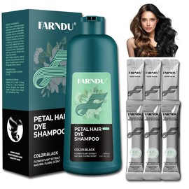 FARNDU New Addtion-Petal Hair dye Shampoo, Herbal Ingredients, Flower & Plant Extracts, Petal Aroma Hair Dye Shampoo 3 in 1 for Gray Hair,  Buy 1 Get 7 - 1 Bottle Hair dye Shampoo 400ml + 6PCS Hair Mask 10ml Travel Size, Great Gift for Choice - Color: Wi