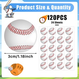 120 Pcs Baseball Stickers Vinyl, Baseball Helmet Stickers for Water Bottle Kids Girls Boys, Sports Ball Decals Waterproof for Baseball Sports Party Favor Supply Reward Pride Planner Calendar DIY Craft