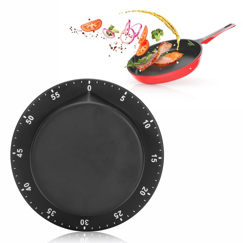 Black Kitchen Mechanical Timer Stainless Steel Reminder for Learning Baking