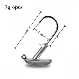 DAYUYUE 4-30 Pieces Jig Heads Fishing Hooks Kit Soft Bait Hooks 3.5g 5g 7g 10g 14g Including Plastic Fishing Tackle Box Fishing for Freshwater Saltwater (7g/6pcs)