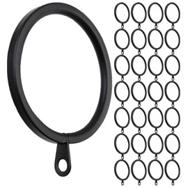 Meriville 28 pcs Black 2-Inch Inner Diameter Metal Flat Curtain Rings with Eyelets