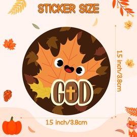 Yopyame Hello Fall Christian Stickers - 1000PCS Fall Religious Stickers in 2 Rolls, Faith Religious Autumn Stickers for Kids, Sunday School, Students Party Favor, Water Bottles, Scrapbook (16 Styles)