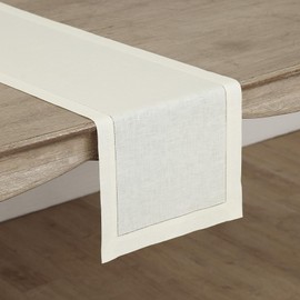 Solino Home Linen Ivory Table Runner 72 Inches Long - 100% Pure Linen Classic Hemstitch Dining Table Runner 18 x 72 Inch Ideal for Wedding, Parties, Spring, Mothers Day, Easter Decorations