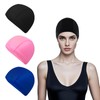 3Pcs Unisex Polyester Swimming Cap, Assorted Colours Fabric Swim Cap,
