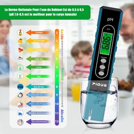 Pious 4 in 1 Pool pH Meter with Temperature by TDS EC for Hydroponics High Precision Waterproof Automatic Temperature Compensation