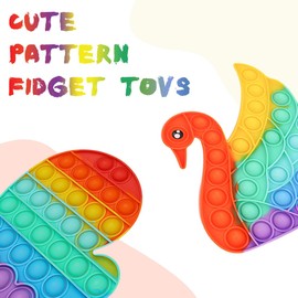 Pop it Fidget Toys, Pop On It, Pop Bubble Toys to Relieve Stress and Anxiety for Special School Supplies, Children and Adults, 2 Packs (Swan, Gloves)