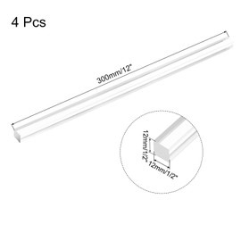 Sourcing Map 4pcs Clear Acrylic Square Rods 1/2" x 12" - Perfect for DIY Crafts, Lighting, Gardening & Decorations
