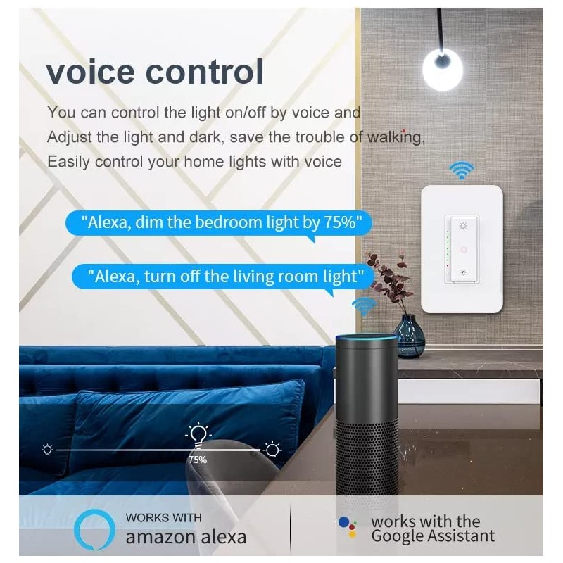 Nexete Smart Wi-Fi Dimmer Switch, Dim Lighting from Anywhere, in-Wall,