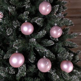 Shatterproof Blush Pink Bauble 80mm Pack of 6 - Christmas