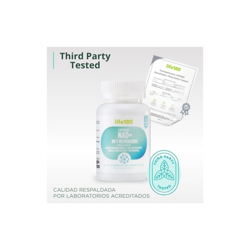 Life180 NAD+ NR y Resveratrol con 60 Cápsulas