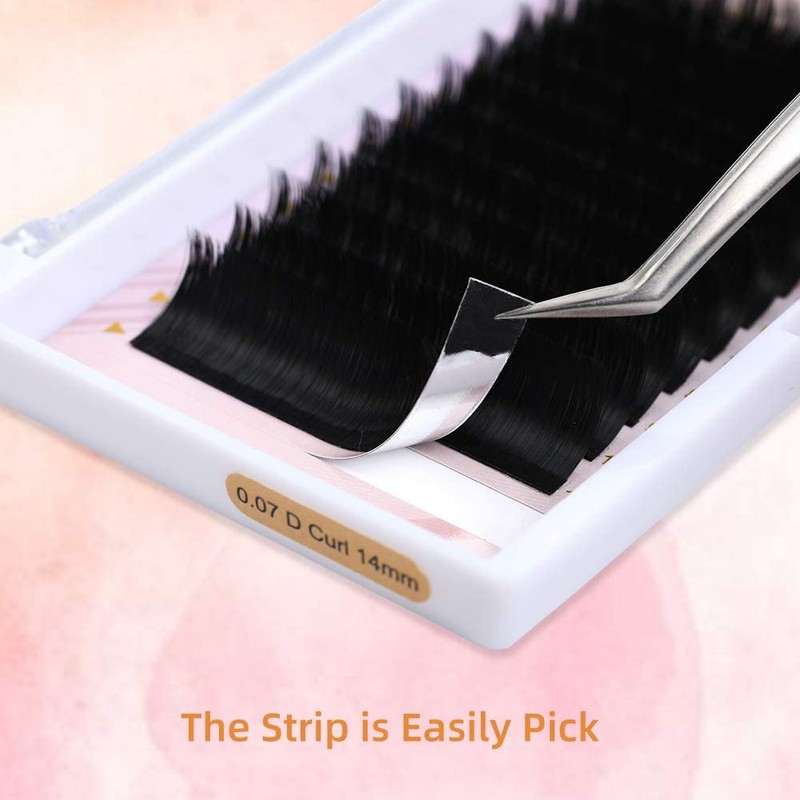 Eyelash Extension D Curl 0.1 9-16mm Mixed Tray Easy Fan
