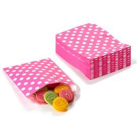 Amsthow Flat Paper Treat Bag Cookie Paper Bags 5.12 x 6.3-inch Rose Red Dot Greaseproof Bakery Glassine Wax Wrap for Cookies Candies Chocolate Pastries (100Pcs)