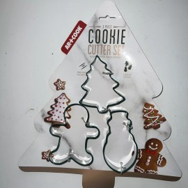 Art & Cook  3 Piece Christmas Cookie Cutter Set, New