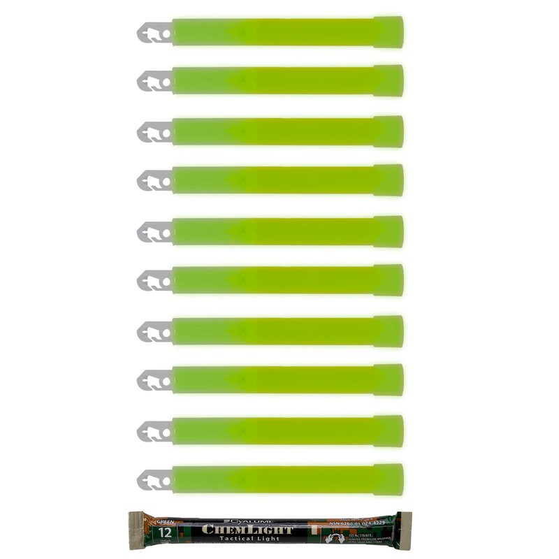 Cyalume ChemLight Military Grade Chemical Light Sticks, Green, 6 Long,
