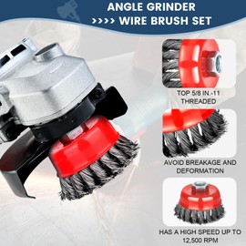 Wire Cup Brush for Angle Grinder, 8 Pack 3 inch Wire Cup Brush for Grinders, 5/8 Inch-11 Threaded Arbor, Twisted Knotted Wire Brush for Heavy Cleaning Rust, Stripping and Abrasive