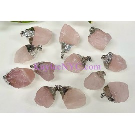 Wholesale Lot 12 Pcs Natural Rose Quartz Crystal Pendant Healing Energy