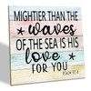 Religious Wood Sign, Psalm 93:4 - Mightier Than the Waves