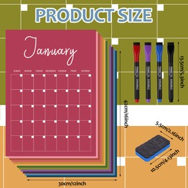 2026 Undated Large Wall Calendar 16" x 12" Dry Erase Big Calendar for Wall New Year Blank Planner 12 Month Annual Erasable Planner Reusable Yearly Calendar for Home Office School Classroom Planning
