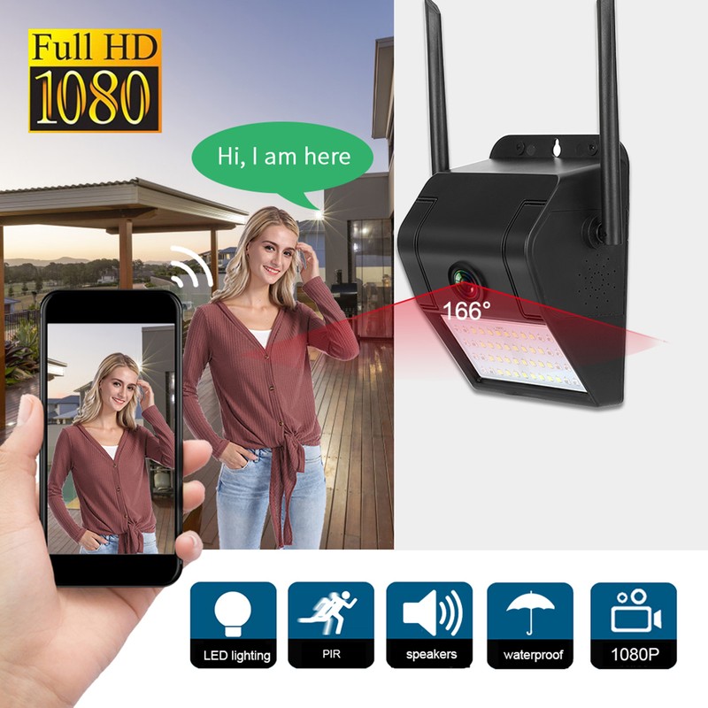 1080P Wifi Camera IP66 Waterproof V380pro Wall Mounted with LED