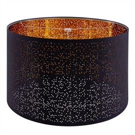 Wellmet Blackgold Drum Lampshades, Easy Assembly Required Replacement Lamp Shades, Fabric Lampshades for Table Lamps Floor Lamps, Metal Spider Fitter, 18"x18"x12"