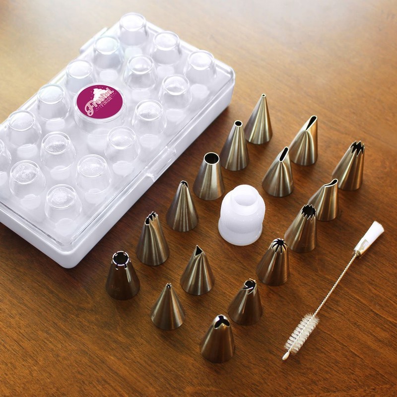 Professional 18-Piece Cake Decorating Tip Set by Frosted Finish­ -